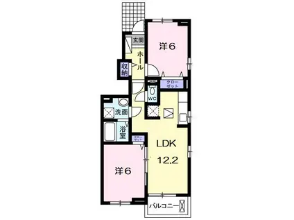 ルミエール藤阪(2LDK/1階)の間取り写真