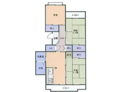 大覚寺市営(3DK/1階)の間取り写真