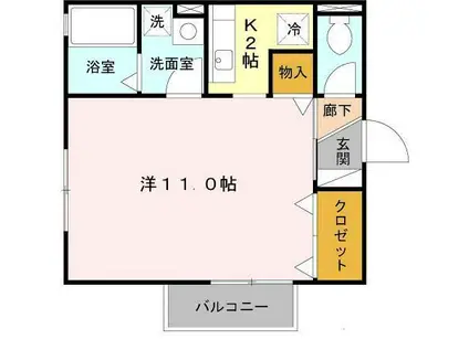 エイトキューブA(1K/2階)の間取り写真