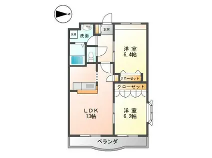 ウィルコートⅡ(2LDK/3階)の間取り写真