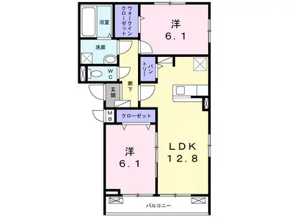 ラヴィータリッカ(2LDK/2階)の間取り写真