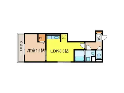 ブリランテ墨染(1LDK/2階)の間取り写真