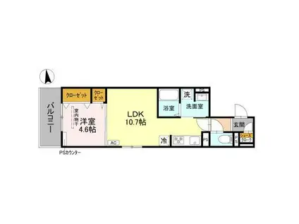 D-ROOM丹波橋(1LDK/2階)の間取り写真