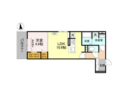 D-ROOM丹波橋(1LDK/2階)の間取り写真