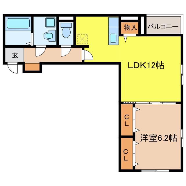 ブルックⅢ(1LDK/3階)の間取り写真