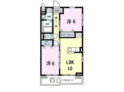 PORTO BELLO(2LDK/2階)の間取り写真