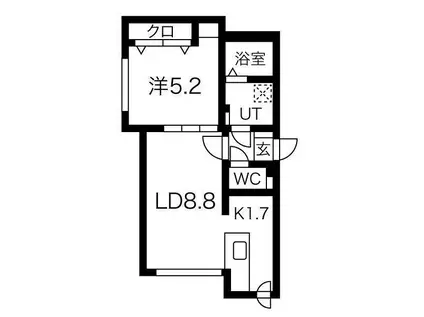 札幌市東西線 琴似駅(札幌市営) 徒歩10分 4階建 築5年(1LDK/4階)の間取り写真