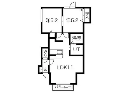 函館本線 発寒中央駅 徒歩6分 3階建 築25年(2LDK/2階)の間取り写真