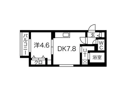 札幌市東西線 琴似駅(札幌市営) 徒歩6分 4階建 築3年(1LDK/4階)の間取り写真