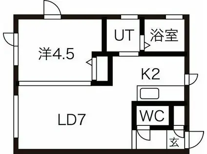 函館本線 手稲駅 徒歩23分 2階建 築9年(1LDK/2階)の間取り写真