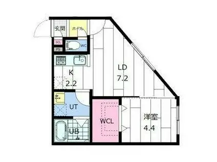 札幌市東西線 発寒南駅 徒歩2分 4階建 築5年(1LDK/1階)の間取り写真
