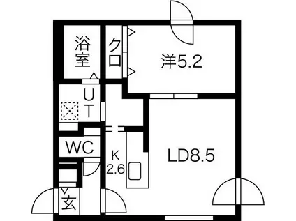 函館本線 発寒中央駅 徒歩4分 4階建 築10年(1LDK/4階)の間取り写真