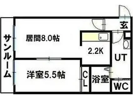 札幌市東西線 琴似駅(札幌市営) 徒歩8分 4階建 築22年(1LDK/4階)の間取り写真
