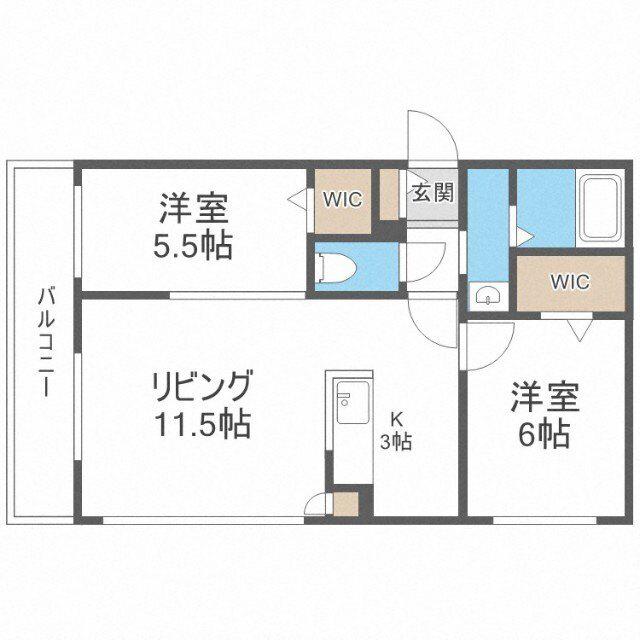 ベラポート発寒(2LDK/2階)の間取り写真