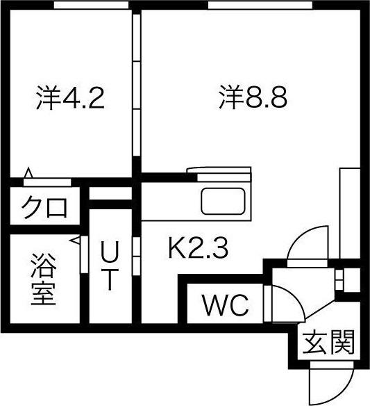 PREMIERE二十四軒ウエスト(1LDK/2階)の間取り写真
