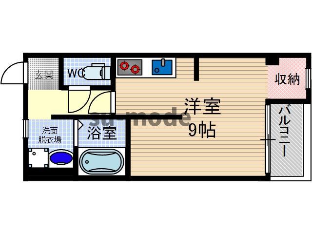 山崎第1マンション(1K/4階)の間取り写真