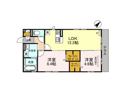 阪急電鉄京都線 総持寺駅 徒歩3分 3階建 築4年(2LDK/2階)の間取り写真