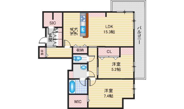 グランプルミエール(2LDK/2階)の間取り写真