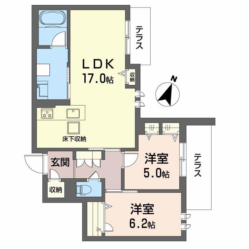 ハムステッドアレー(2LDK/1階)の間取り写真