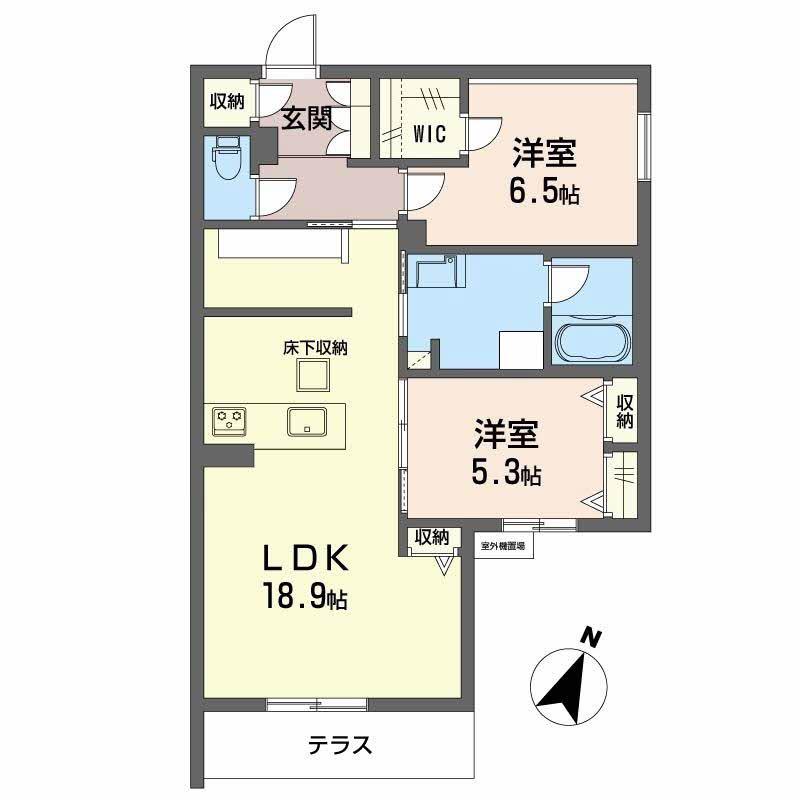 ハムステッドアレー(2LDK/1階)の間取り写真