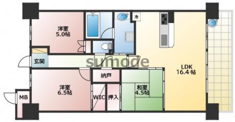 ミリカ・テラス 3街区(3LDK/4階)の間取り写真