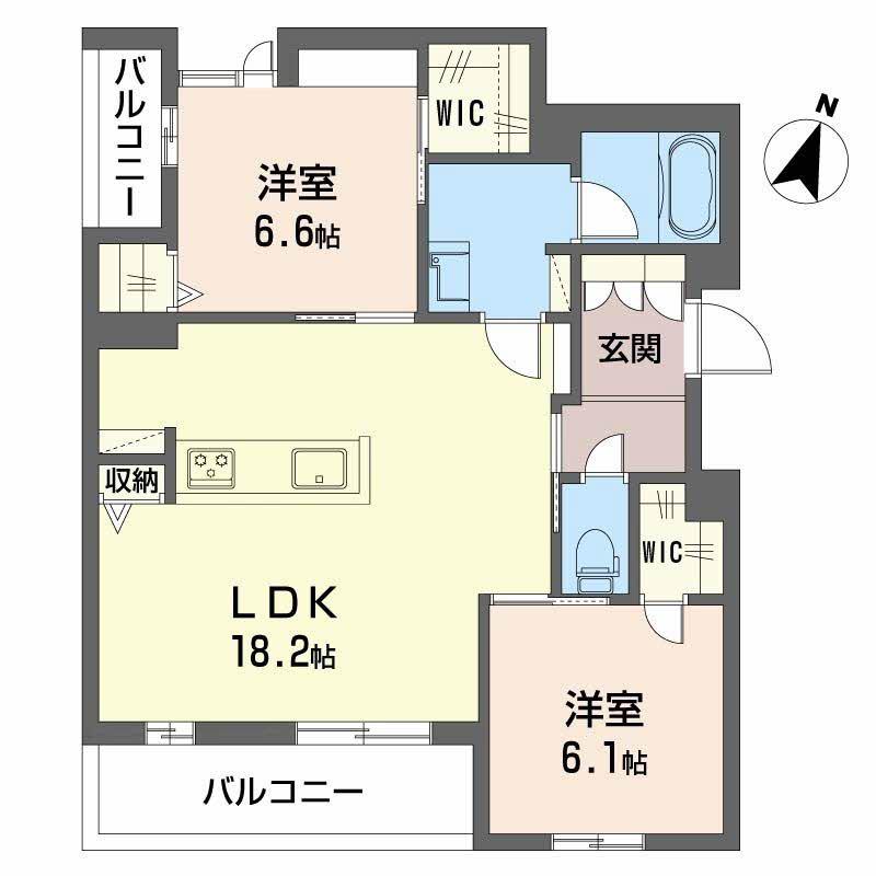 フォレナ山田東(2LDK/3階)の間取り写真