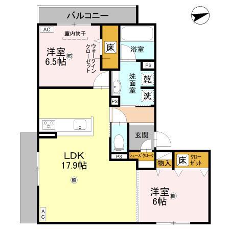 D-ROOM高槻市寿町(2LDK/1階)の間取り写真
