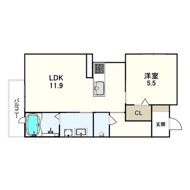 サニーコートティアラ(1LDK/2階)の間取り写真
