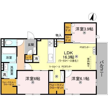 CASA. FILANTE V(3LDK/3階)の間取り写真