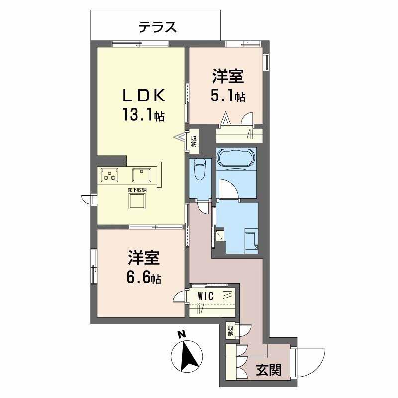シャーメゾンひいらぎ(2LDK/1階)の間取り写真