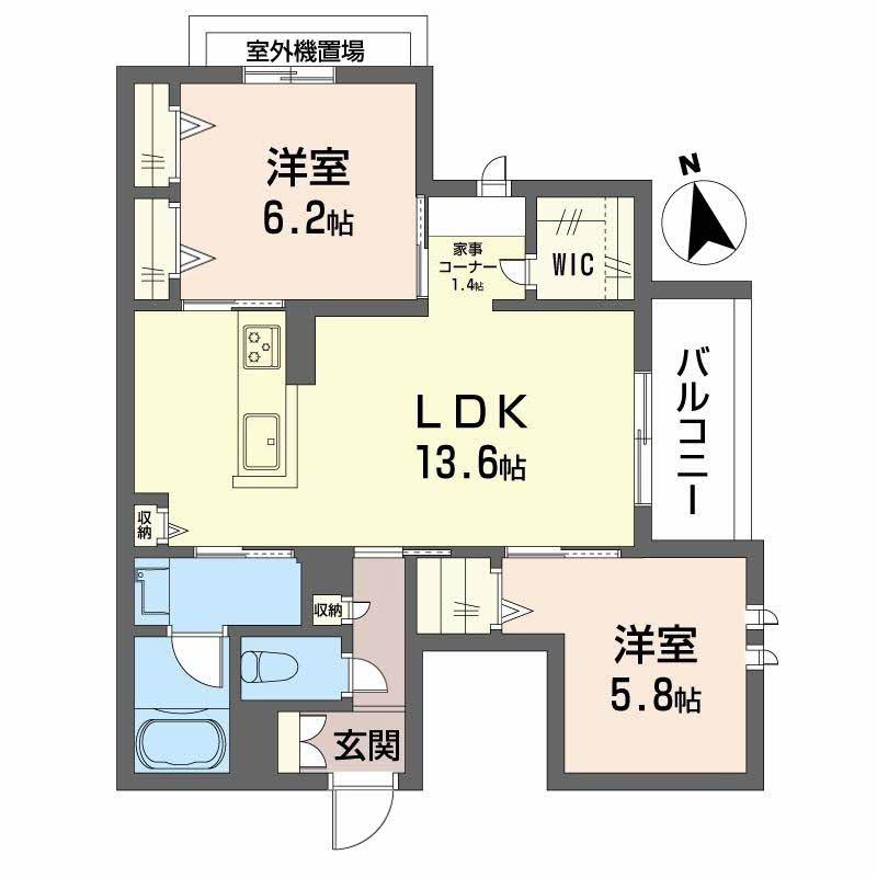 シャーメゾンひいらぎ(2LDK/2階)の間取り写真