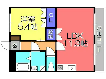 近江鉄道本線 愛知川駅 徒歩54分 2階建 築16年(1LDK/1階)の間取り写真