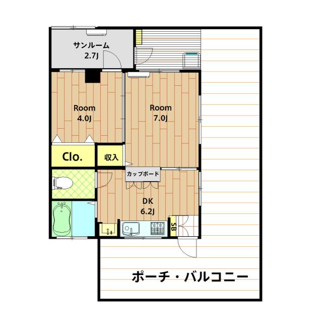 イヨヤコーポ(2SK/3階)の間取り写真