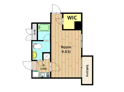 グランディール(1K/4階)の間取り写真