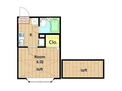 COZY源氏前(1K/2階)の間取り写真