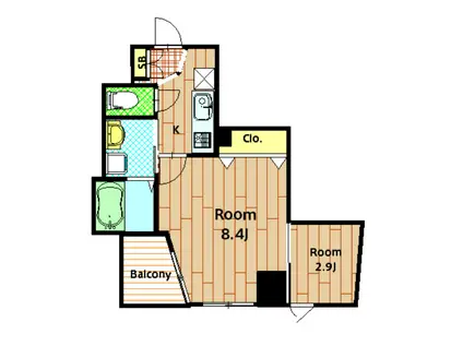 光レジデンス(1SK/4階)の間取り写真