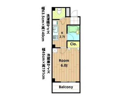 ビクトワールササガワ(1K/2階)の間取り写真