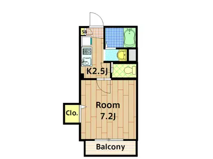 リップルハウス(1K/2階)の間取り写真