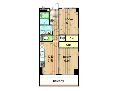 ロサルバ大森(2DK/4階)の間取り写真