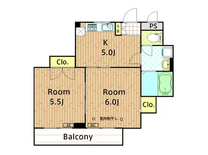 フラーレン(2K/2階)の間取り写真