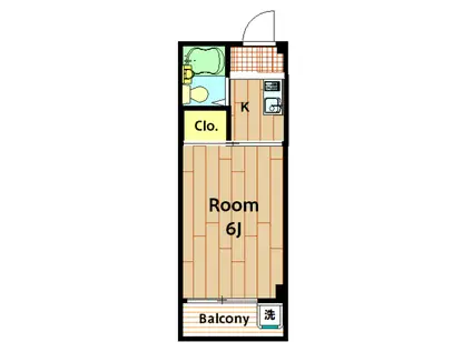 カスクハイム1号・2号(1K/3階)の間取り写真