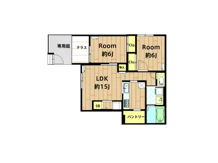 ノリアセット(2LDK/1階)の間取り写真