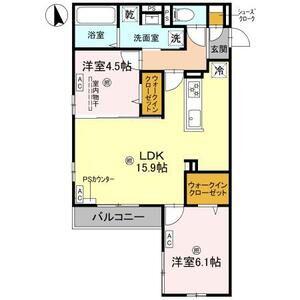 クラスト甲子園一番町Ⅱ(2LDK/3階)の間取り写真