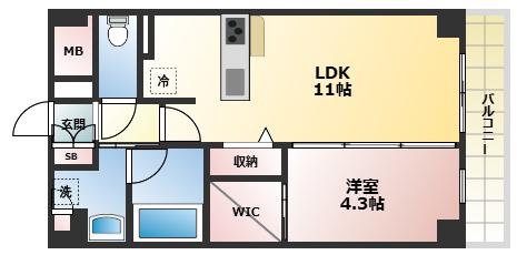 セキュリアコート西宮北口(1LDK/3階)の間取り写真