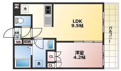 ブリージェ夙川南郷(1LDK/2階)の間取り写真