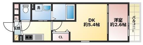 ヴェルステック西宮鳴尾(1DK/3階)の間取り写真