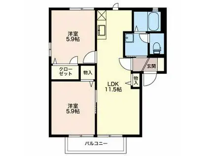エスポワールM A(2LDK/2階)の間取り写真