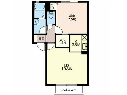 氷見線 越中中川駅 徒歩10分 2階建 築23年(1LDK/1階)の間取り写真