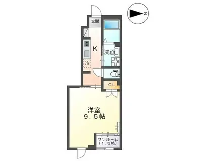 ボナール・ディアコート(1K/1階)の間取り写真