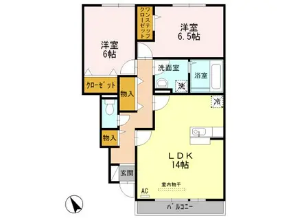 氷見線 越中中川駅 徒歩8分 2階建 築16年(2LDK/1階)の間取り写真